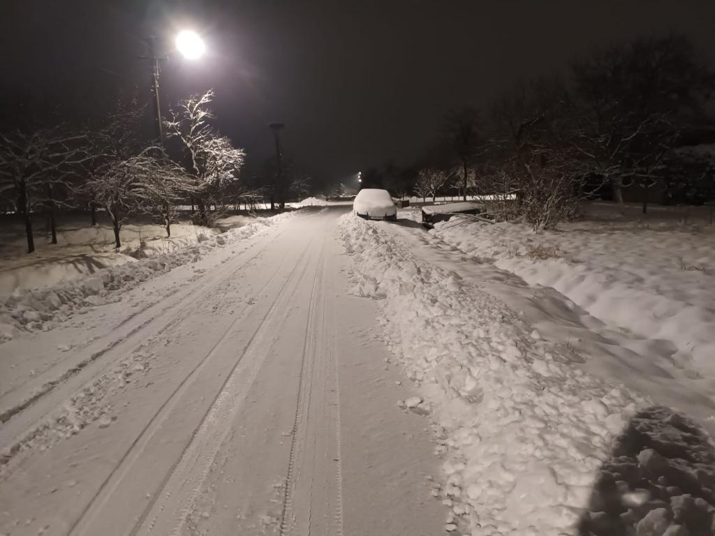 Angajații Primăriei intervin pentru degajarea zăpezii de pe străzile din comună